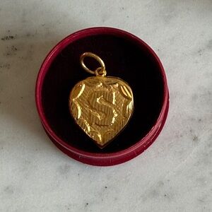 22K Solid Yellow Gold Pendant Initial Letter S Hallmark 916 Handcrafted Genuine
